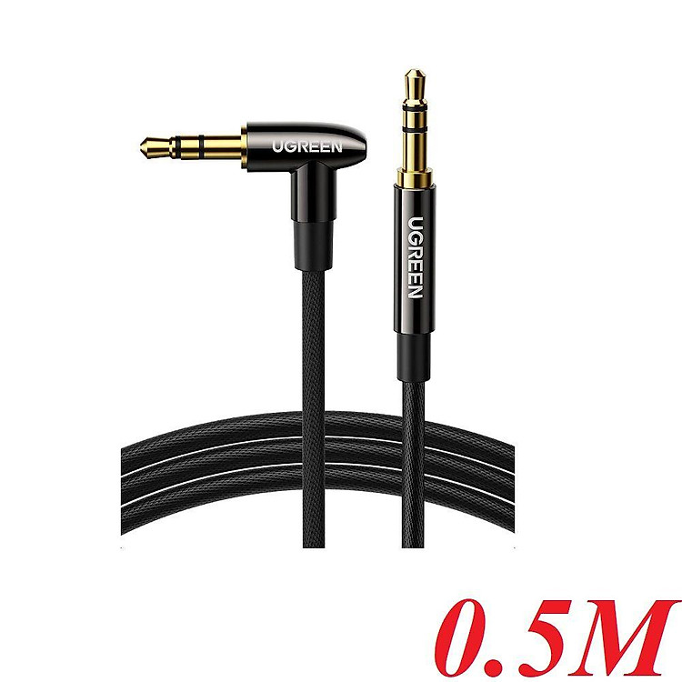 Ugreen UG40183AV139TK 0.5M 3.5mm góc nghiêng phải Cáp AUX âm thanh 2 đầu 3.5mm - HÀNG CHÍNH HÃNG