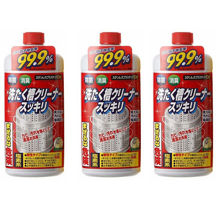 Combo 3 chai nước tẩy vệ sinh lồng máy giặt nội địa Nhật Bản - Tặng túi giặt quần áo dạng ống