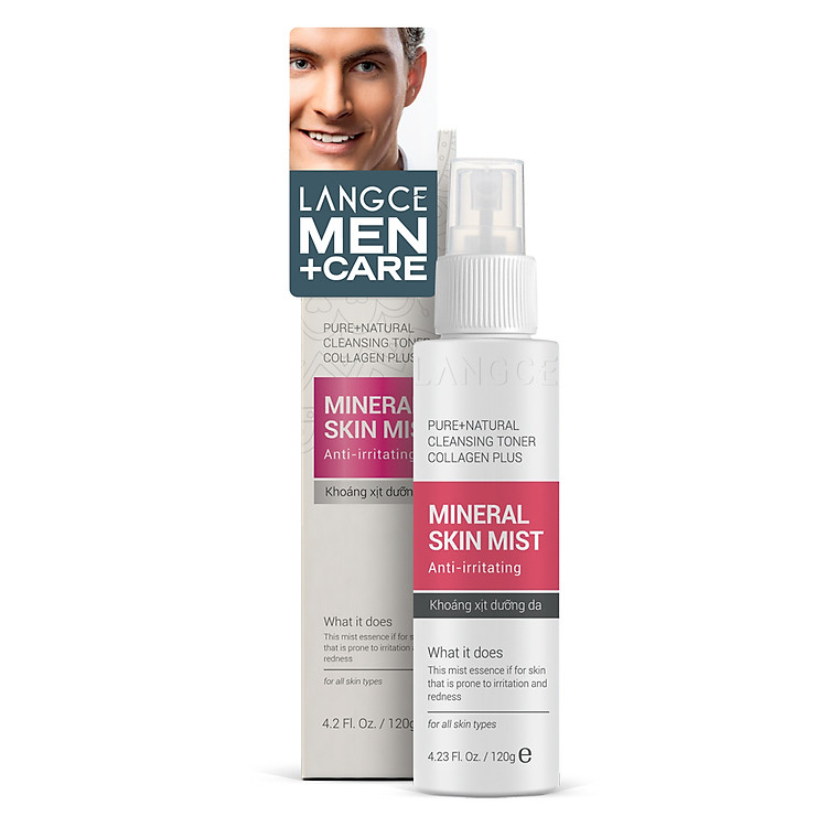 XỊT KHOÁNG COLLAGEN+ CẤP DƯỠNG ẨM 120ml DA NHỜN - TEM HỒNG LANGCE dành cho Nam