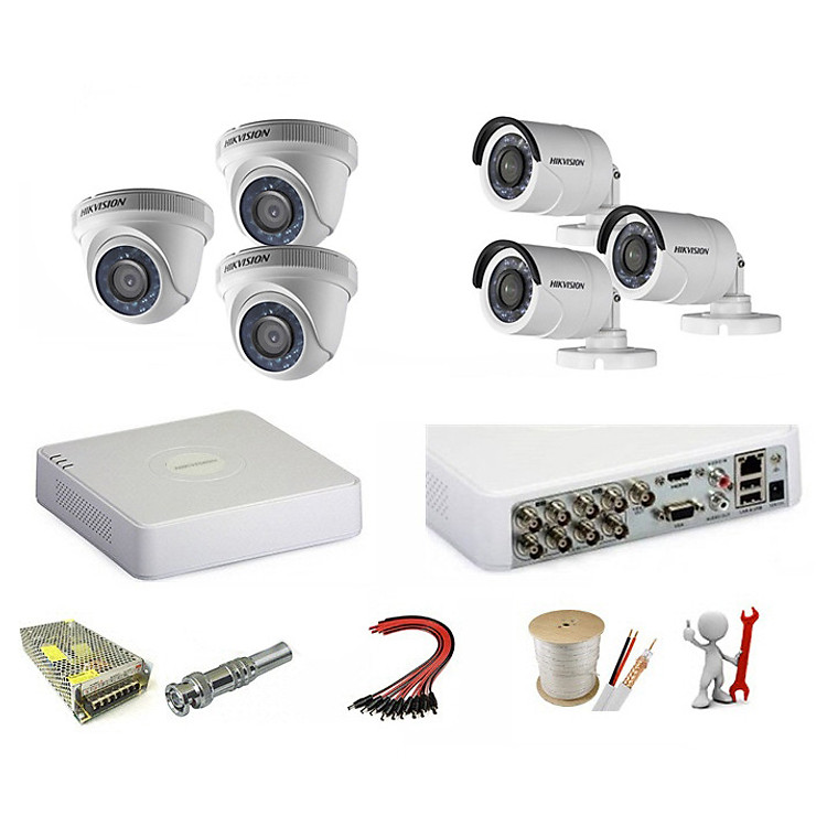 Trọn bộ 6 camera Hikvision 2.0 Megapixel - Hàng chính hãng