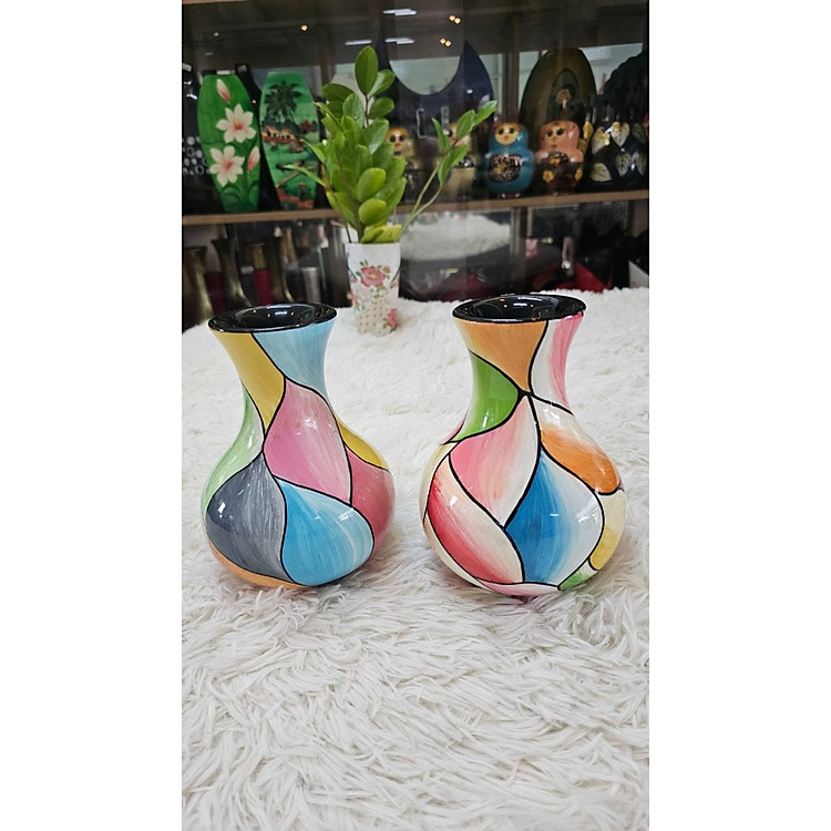 Bình Hoa Sơn Mài Cao Cấp 06 size 18x12 cm cắm hoa, trang trí kệ, bàn làm việc, quà tặng ý nghĩa