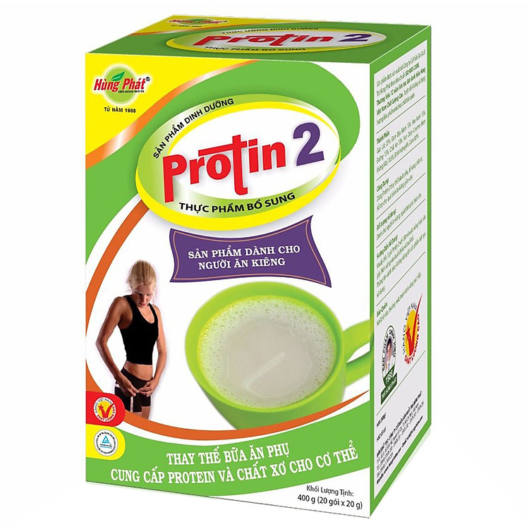 Sản phẩm cho người ăn kiêng PROTIN 2 Hùng Phát hộp 20 gói x 20 g