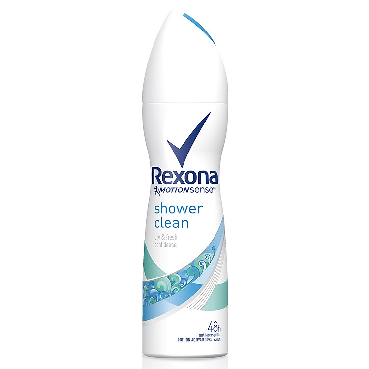 Xịt khử mùi Rexona Shower Clean khô thoáng tối ưu mát lạnh sảng khoái dành cho nữ, 150ml
