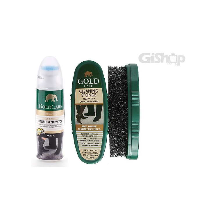 Combo Chăm Sóc Giày, Da Lộn GoldCare Xi Nước GC2002 và Bàn Chải Đánh Bụi Giày, Da GC4007