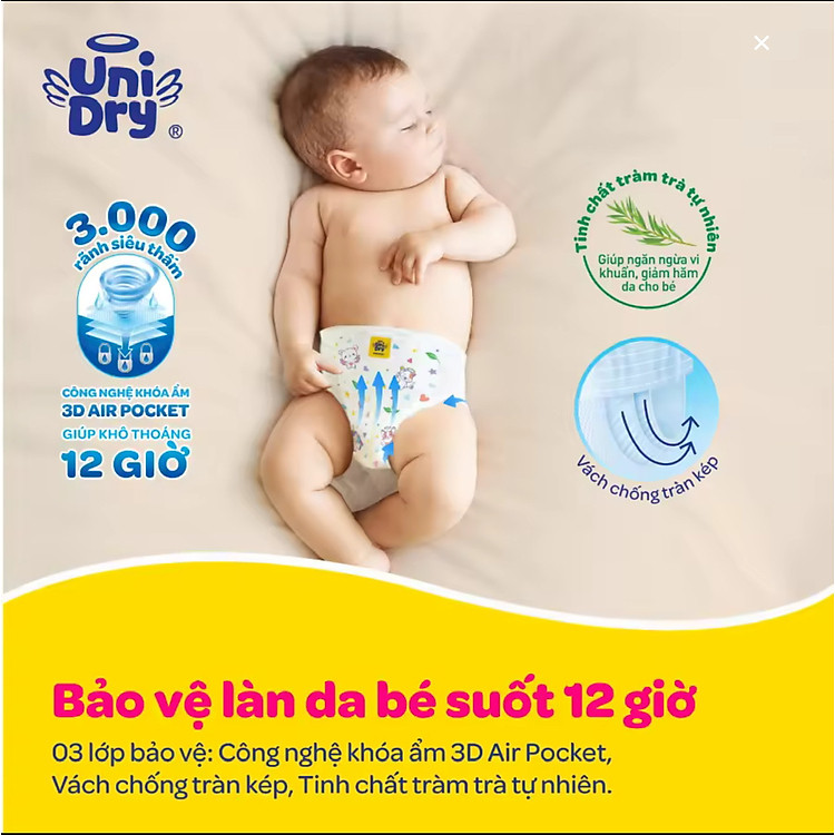 Tã dán Unidry XL62 cho bé 12-17kg Chính hãng Ưu đãi - Hình ảnh 3
