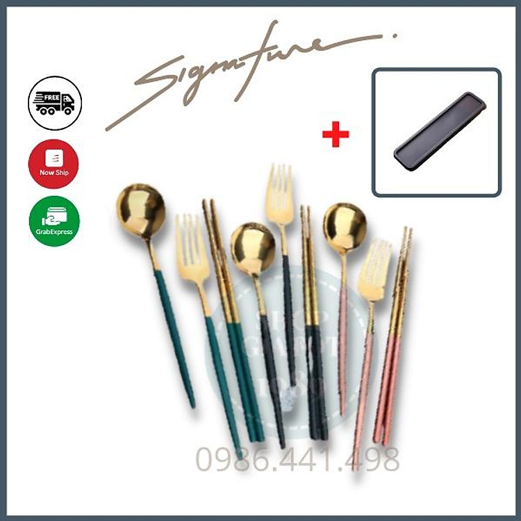 Bộ Muỗng Đũa Nĩa Inox 304 Cá Nhân Cao Cấp Cơm Trưa Văn Phòng Phủ Bóng Sang Trọng Full Màu - SHOPGIATOT1989