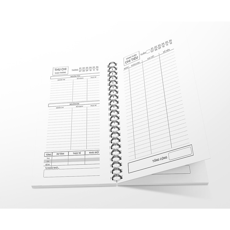 Sổ tay planner lò xo "Giữ tiền" bìa cứng, tài chính cá nhân, thu chi, tiết kiệm, 120 trang