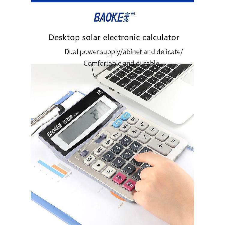Máy Tính Kế Toán Cầm Tay Năng Lượng Mặt Trời (12 số) - Ảnh 6