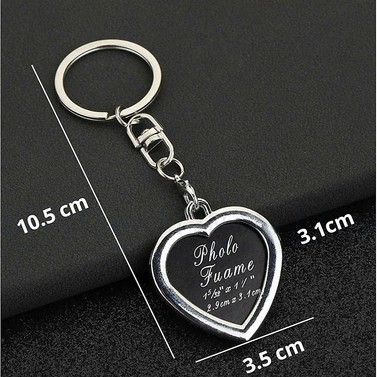 Móc Chìa Khóa Khung Ảnh Mini Hình Trái Tim, Chữ Nhật - Ảnh 2
