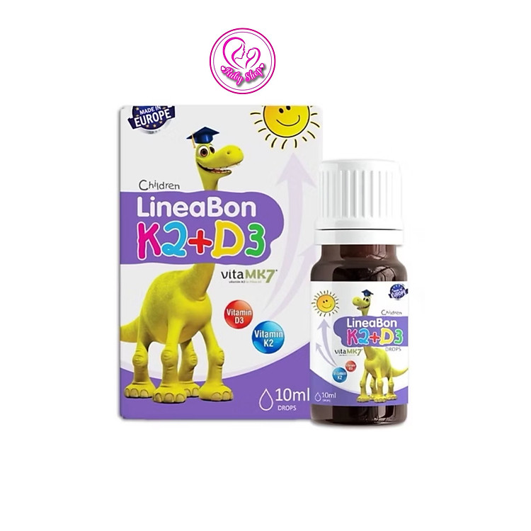 Vitamin D3k2 Lineabon tím 10ml dạng nhỏ giọt hỗ trợ bé phát triển chiều cao