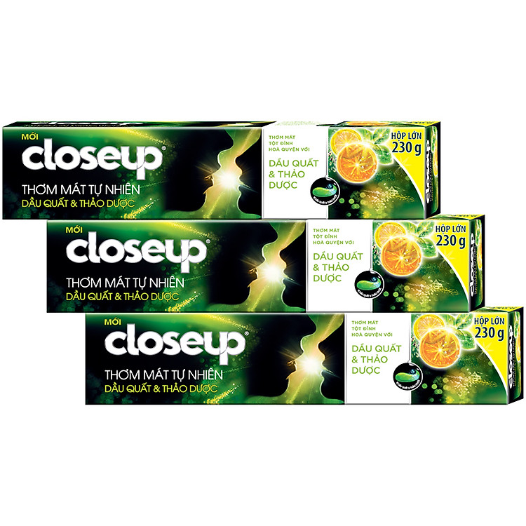 Combo 3 Kem đánh răng Closeup Trắng Răng Tự Nhiên Dầu Quất Detox 230 g
