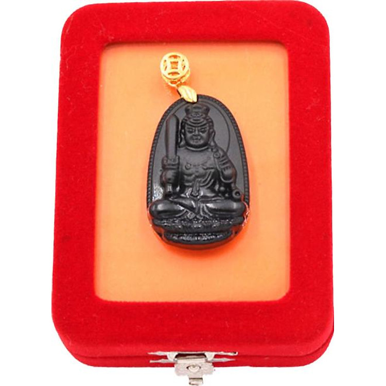 Mặt dây chuyền Bất động minh vương đen 3.6cm kèm hộp nhung