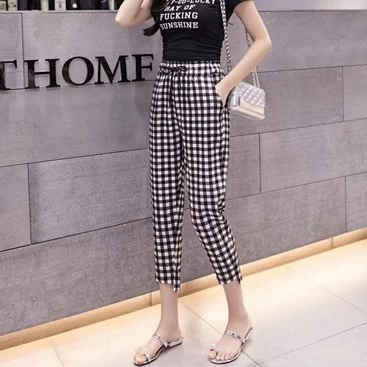 Quần Baggy kẻ caro dây rút