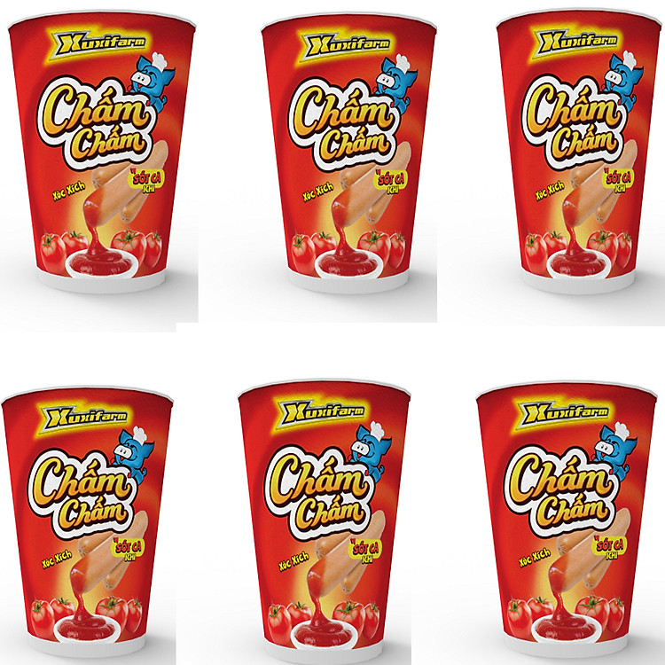 Combo 6 ly xúc xích Xuxifarm Chấm Chấm sốt hương vị độc đáo