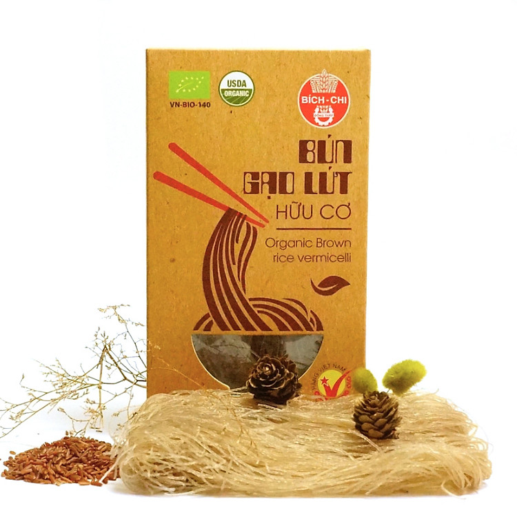 Bún gạo lứt hữu cơ Bích Chi - Phù hợp ăn kiêng và tốt cho bệnh nhân tiểu đường (200g)