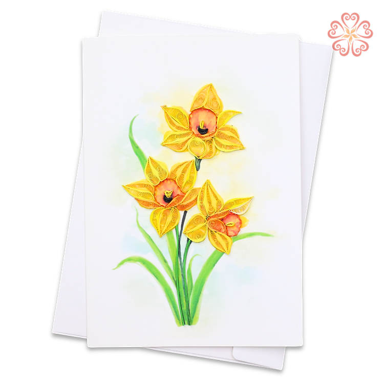 Thiệp Giấy Xoắn Nghệ Thuật - Thiệp Hoa Thủy Tiên - Daffodil Card - Flower - Việt Net - VN2NN111056NN - 11.5 x 16.5