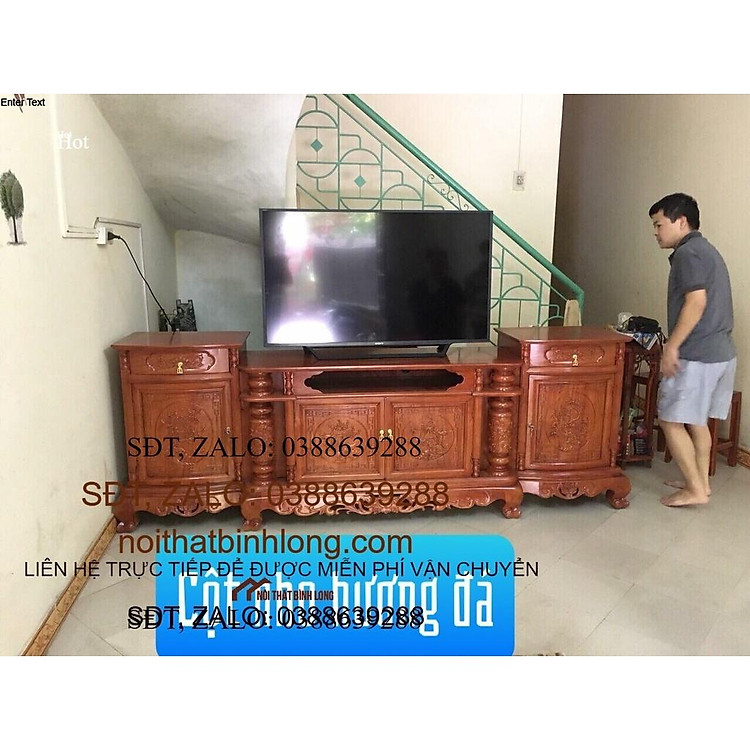 Kệ tivi cột nho gỗ hương đá