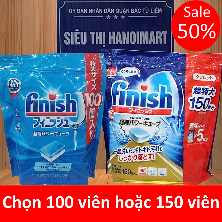 Xà phòng rửa chén bát dạng viên finish 150 viên - xa phong rua chen chuyên dụng cho máy. vien rua bat finish 150 vien