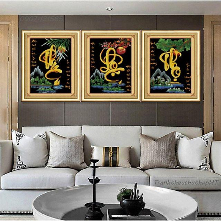 Tranh đính đá Phúc Lộc Thọ LV018_120*50cm