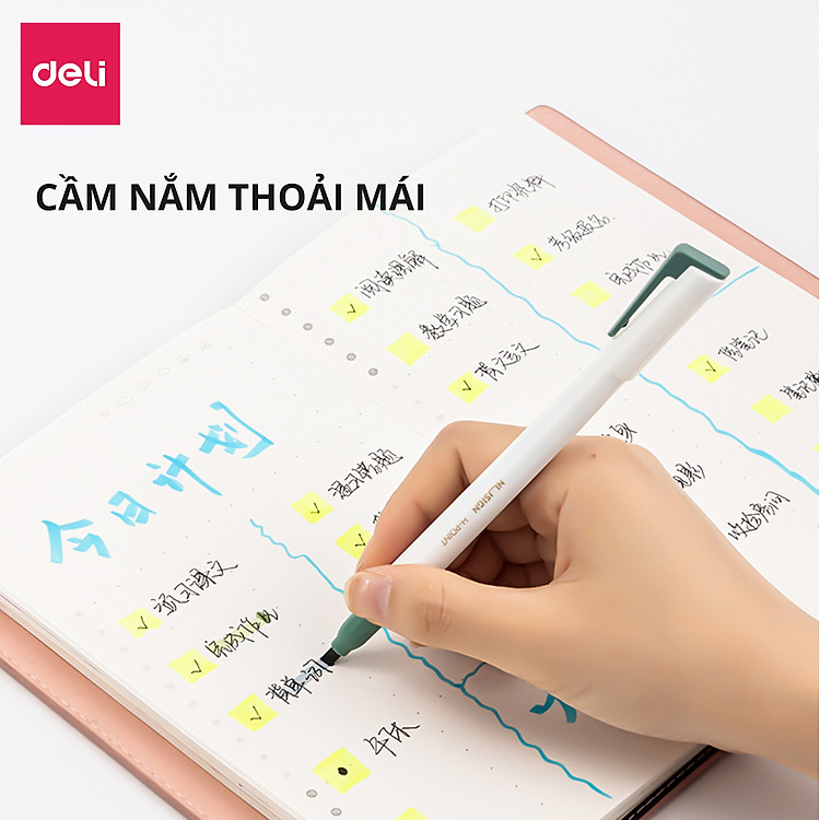Bộ Bút Highlight 2 Đầu Nusign Deli (6 chiếc) - Ảnh 2