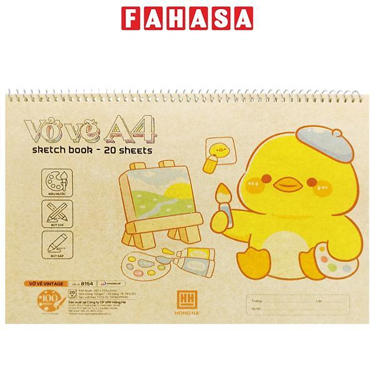 Vở Vẽ Lò Xo Vintage A4 (20 tờ 100gsm)