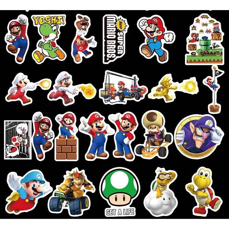 Bộ 100 miếng Sticker hình dán Mario