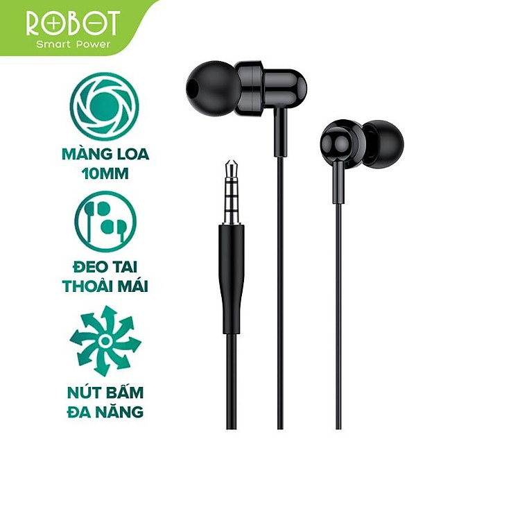 Tai Nghe Nhét Tai ROBOT RE20 Nghe Nhạc Đàm Thoại - Cổng Kết Nối 3.5mm-HÀNG CHÍNH HÃNG