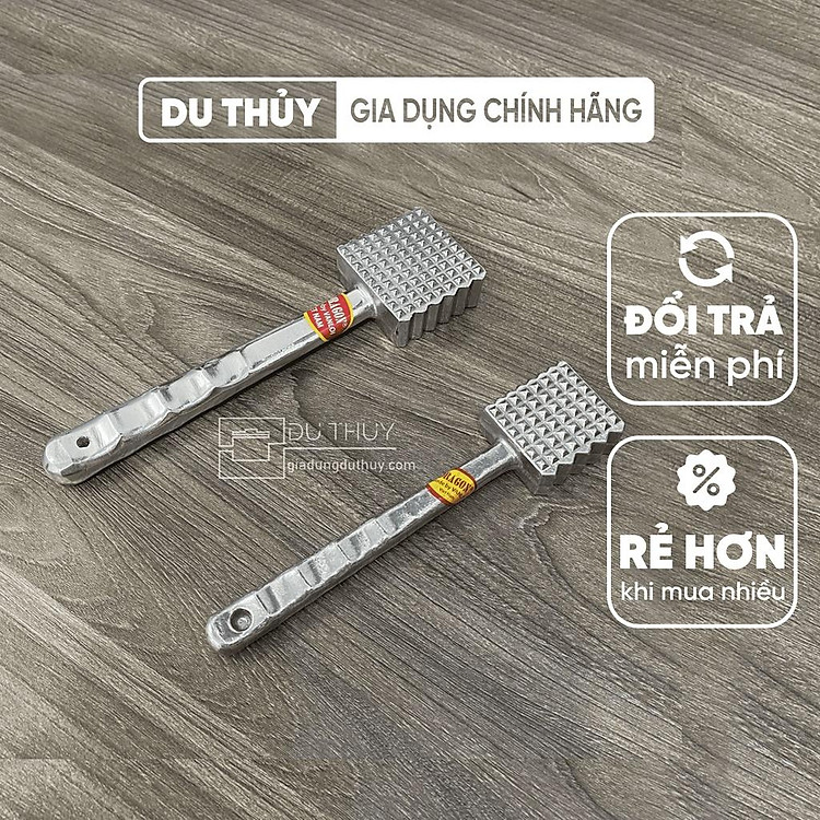 Búa đập thịt làm mềm thịt bò, thịt heo bằng kim loại 2 kích cỡ nhỏ, lớn nặng 500g thiết kế nhỏ gọn của gia dụng Du Thủy
