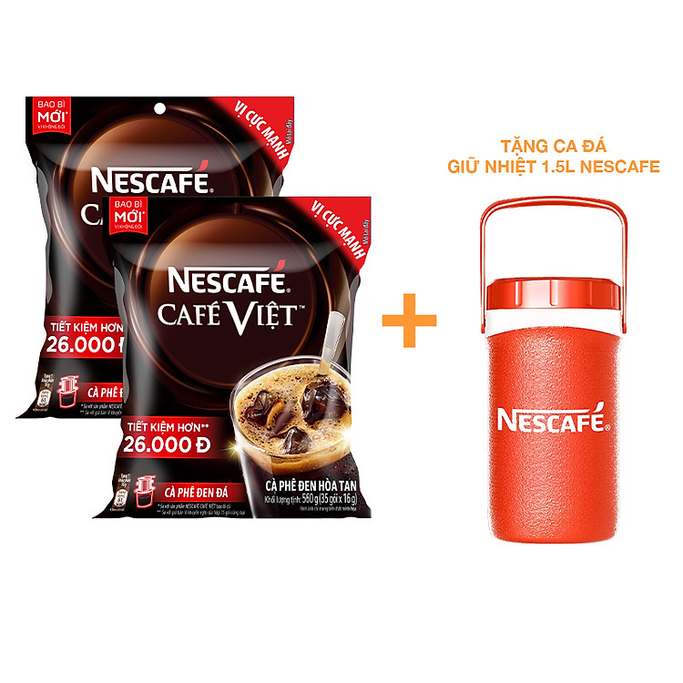 Combo 2 Bịch Cà phê Hòa tan NESCAFÉ CAFÉ VIỆT 35 gói Vị Mạnh đặc trưng