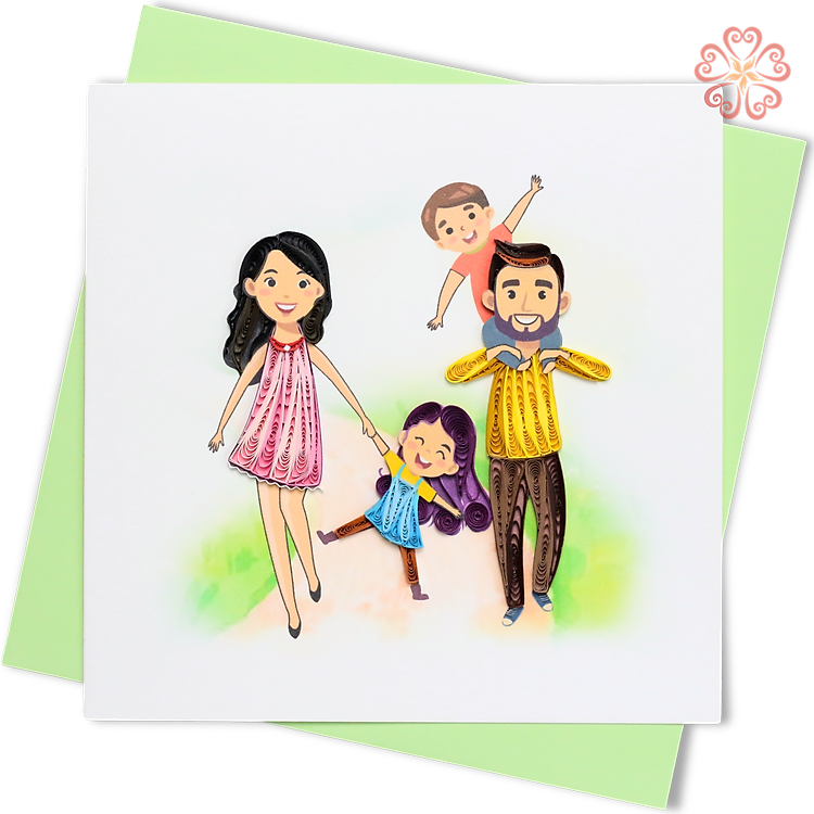 Thiệp Giấy Xoắn Nghệ Thuật - Thiệp Gia Đình Yêu Thương - Loving Family Card - Love Valentine - 15 x 15 - VN2XM115D75NN