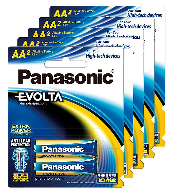 Bộ 5 vỉ pin kiềm EVOLTA AA Panasonic phân phối, LR6EG/2Bx5