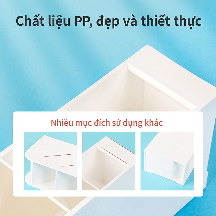 Kệ ống đựng mỹ phẩm 4 ngăn Deli (Trắng) - Ảnh 4