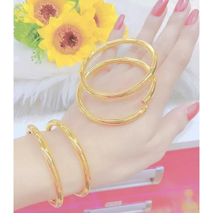 Vòng tay nữ kiểu trơn loại không khoá dát vàng 24 ( 1 vòng )