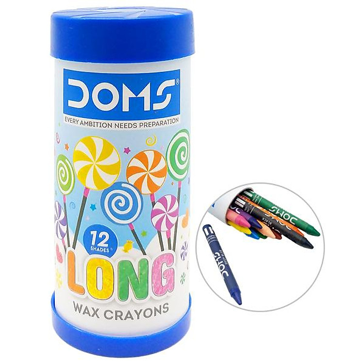 Bộ Bút Sáp Màu Long Wax Crayons DOMS 8739 (12 chiếc)