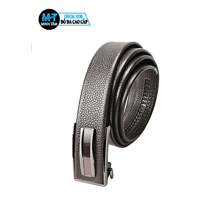 Thắt Lưng/ Dây Nịt Nam Da Bò 2 Lớp, Kiểu Khóa Tự Động MT214-28 (120cm x 3,6cm) - Nâu
