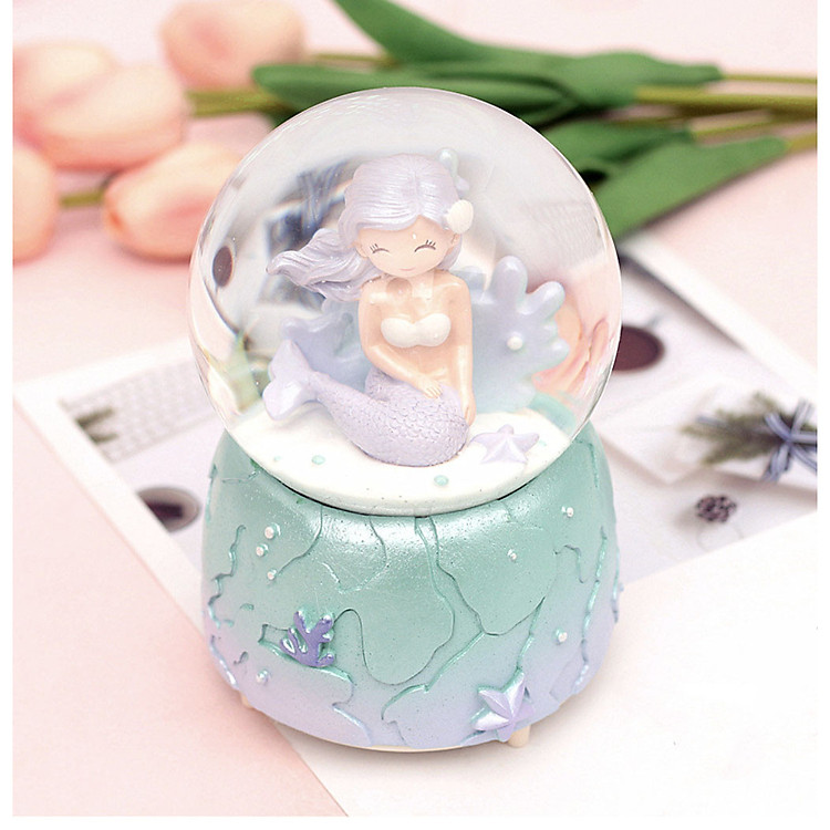 Quả cầu tuyết Nàng tiên cá ngồi kèm hạt tuyết