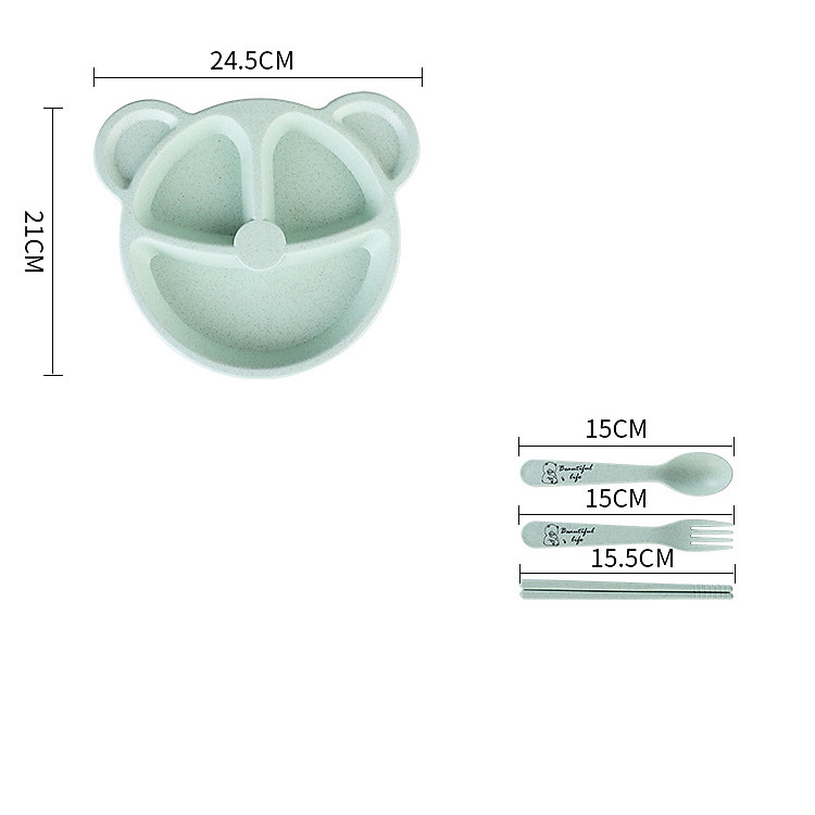 Khay Ăn Dặm Hình Gấu 3 Ngăn - Henrysa Chính hãng Ưu đãi - Hình ảnh 3