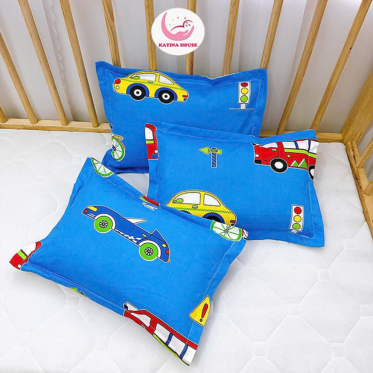 Gối cho bé sơ sinh và trẻ nhỏ Katina House, vải Cotton TL mềm mát, họa tiết gần gũi