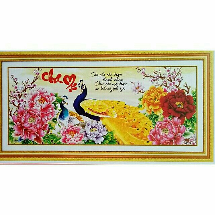 Tranh thêu chữ thập CHA MẸ (85×40CM )88817 chưa thêu