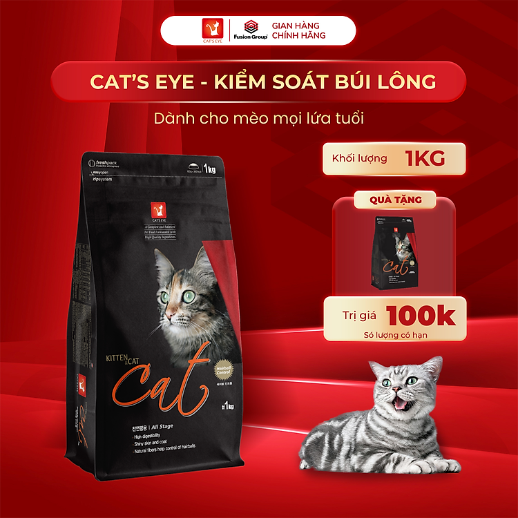 Thức ăn hạt khô Cateye và các loại hạt tổng hợp cho mèo mọi lứa tuổi Nhập Khẩu Hàn Quốc - Túi 1Kg