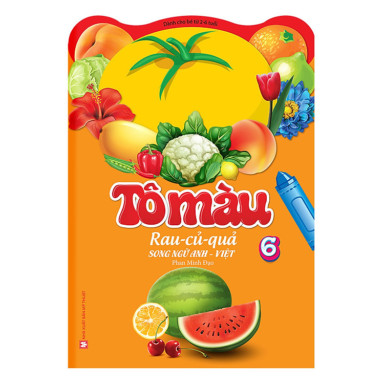 Sách Tô Màu Rau - Củ - Quả Song Ngữ Anh - Việt (Tập 6)