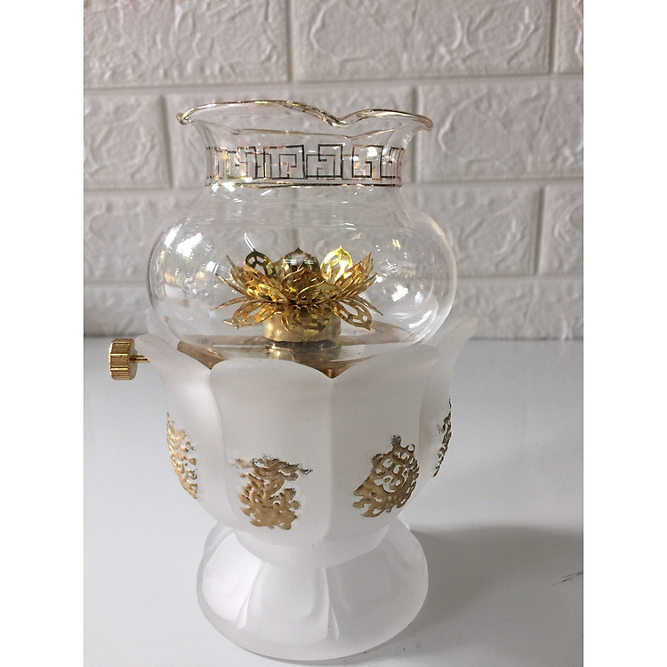 Đèn đốt dầu 8 cát tường giã luu ly Mã ll12-09