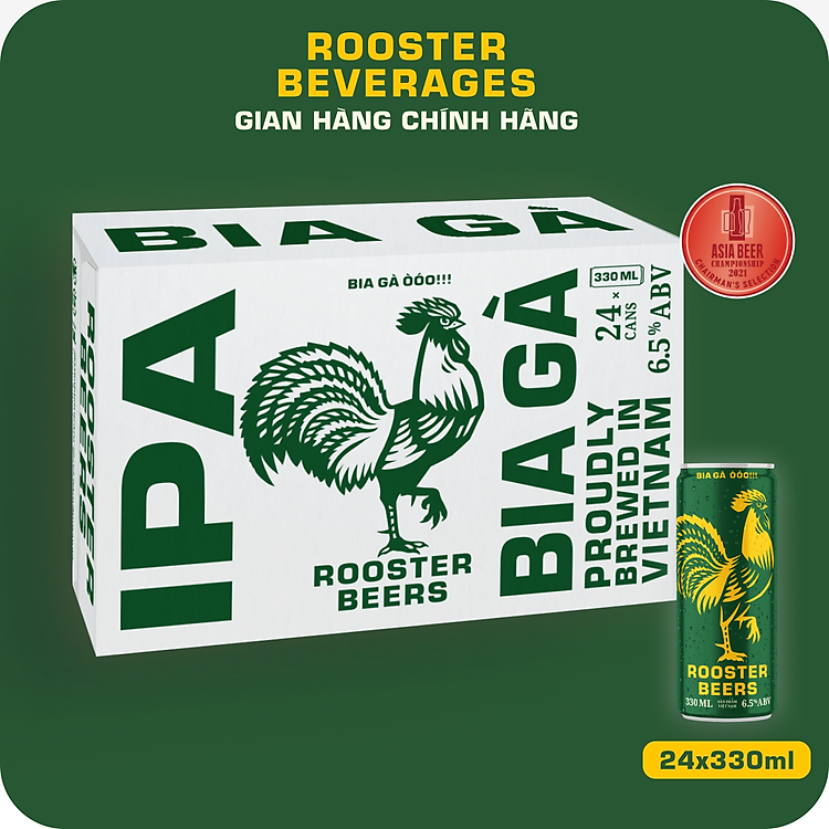 Bia thủ công | Rooster Beers IPA (Bia Gà IPA) Thùng 24 Lon cao Sleek can x 330ml