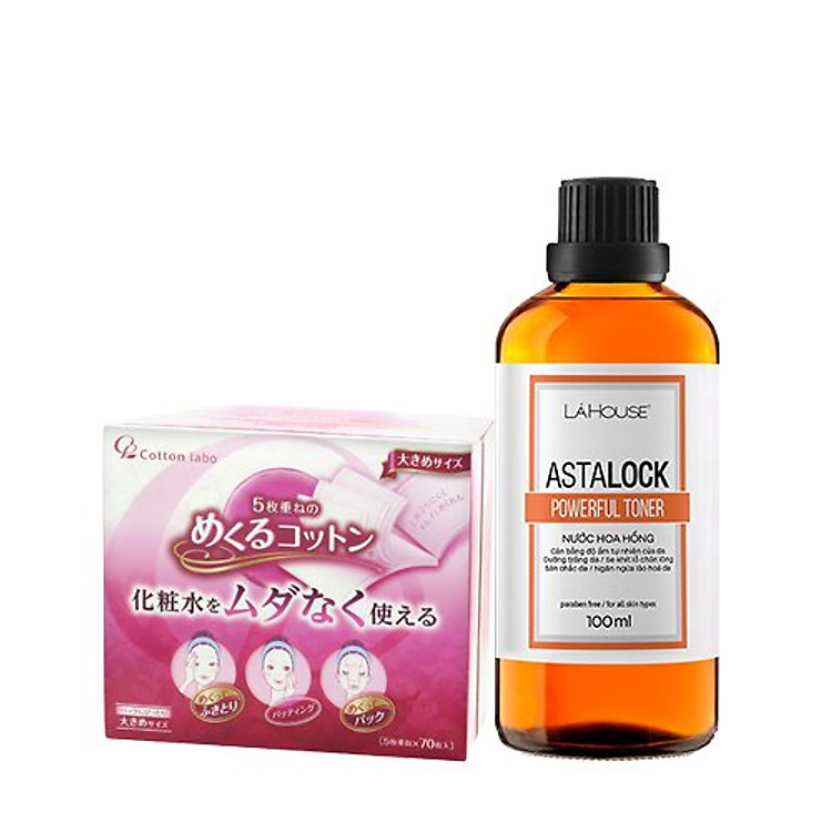 Bộ sản phẩm dưỡng da LÁ HOUSE gồm Toner Astalock 100ml,Bông tẩy trang