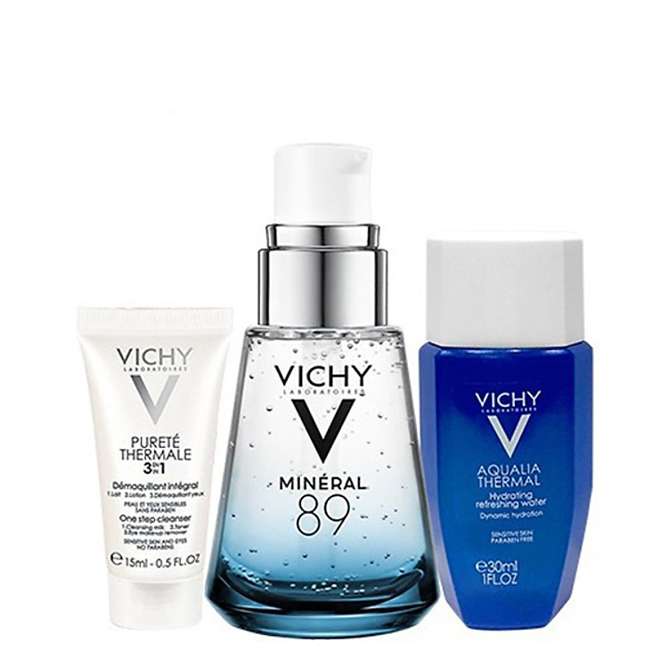 Bộ Tinh Chất Căng Mịn Da Vichy 89 30ml Và Toner Thải Độc Da 30ml + Sửa Rửa Mặt 3 Tác Dụng 15ml