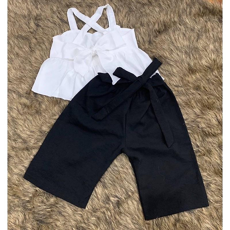 Sét đồ bộ sành điệu cho bé gái dễ thương - như ý house- sét áo trắng quần đen