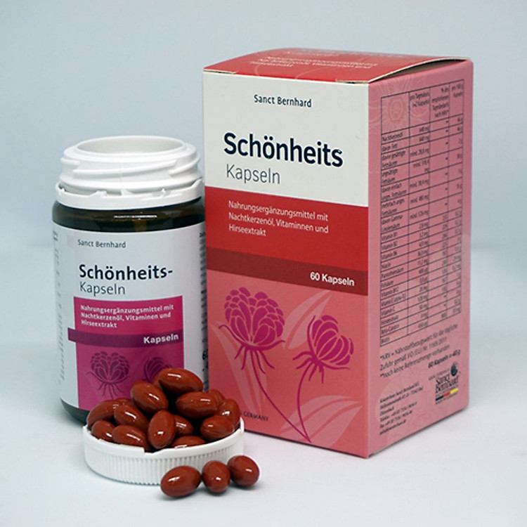 Thực phẩm bảo vệ sức khỏe tinh dầu hoa anh thảo SCHONHEITS-KAPSELN (Lọ 60 viên)