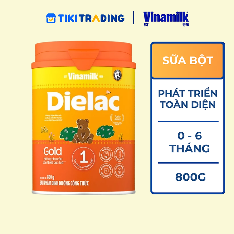Sữa bột Vinamilk Dielac Alpha Gold 1 800g (cho trẻ từ 0 - 6 tháng tuổi)