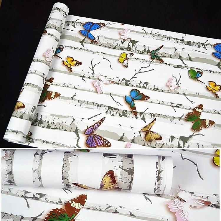 10m Giấy dán tường giả cây gỗ và cánh bướm C0013
