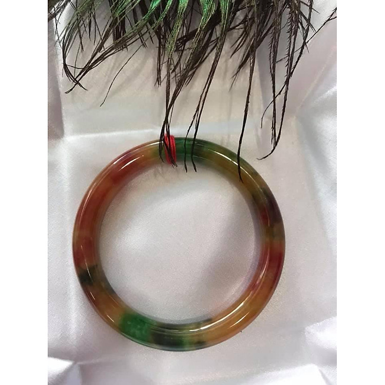 VÒNG TAY ĐÁ MÃ NÃO TỨ QUÝ ĐẸP SIZE VÒNG 53MM MÀU ĐỎ VÀNG XANH ĐẬM ĐẸP NỮ 52KG ĐẾN 63kg ĐEO